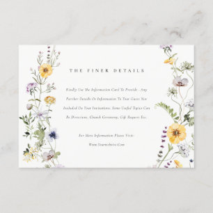 Cartão De Informações Detalhes do Casamento de Lilac Wildflower Amarelo