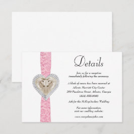 Cartão De Informações Detalhes do Casamento de Locais Cor-de-Rosa Unicor