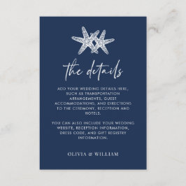 Cartão De Informações Detalhes do Casamento de marinho Blue Starfish Bea