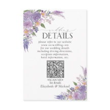 Detalhes do casamento de Mauve Floral QRCode da La