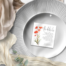 Cartão De Informações Detalhes do Casamento de Mini Red Wildflower