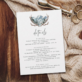 Cartão De Informações Detalhes do Casamento de Montanha Rustic Antlers