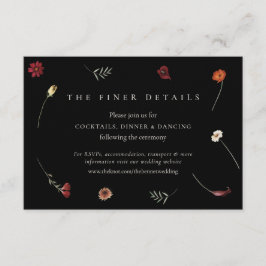 Cartão De Informações Detalhes do Casamento de Moody Fall Autumn Wildflo