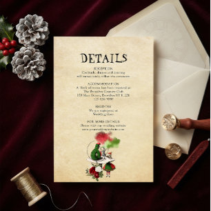 Cartão De Informações Detalhes do Casamento de Natal Alice no País das M