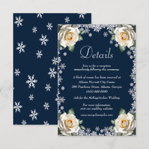 Cartão De Informações Detalhes do Casamento de Natal com Flocos de Neve