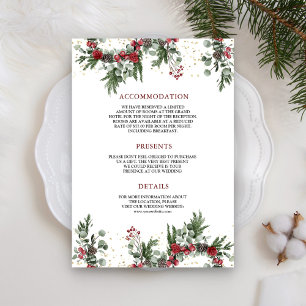 Cartão De Informações Detalhes do Casamento de Natal Floral Floral Rusti