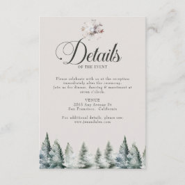 Cartão De Informações Detalhes do Casamento de Natal na Neve de Inverno