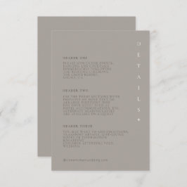 Cartão De Informações Detalhes do Casamento de Neutrais Chic ID1020