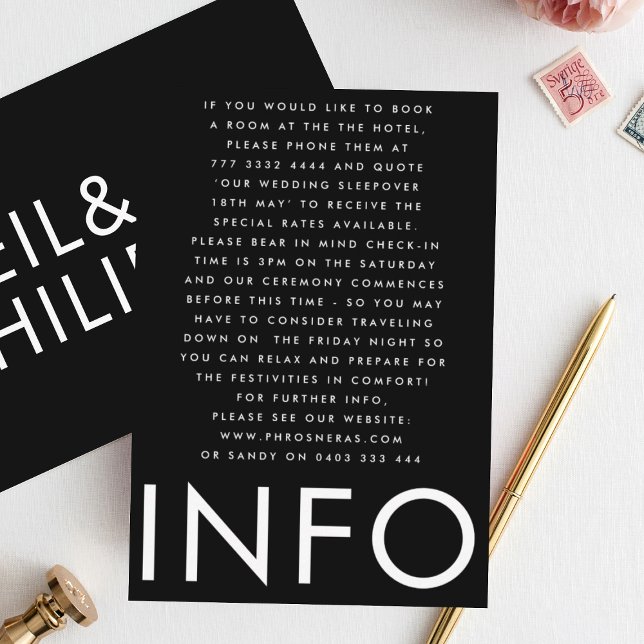 Cartão De Informações Detalhes do Casamento de Nomes Grandes Ultra Moder (Criador carregado)