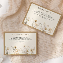Cartão De Informações Detalhes do Casamento de Outono Boho com Flores Si