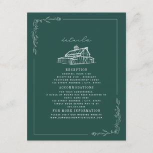 Cartão De Informações Detalhes do Casamento de Outono no Celeiro Rústico