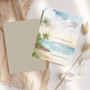 Cartão De Informações Detalhes do Casamento de Palmeiras de Praia Tropic