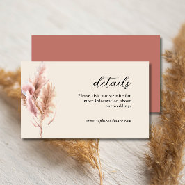 Cartão De Informações Detalhes do Casamento de Pampas Grass Boho