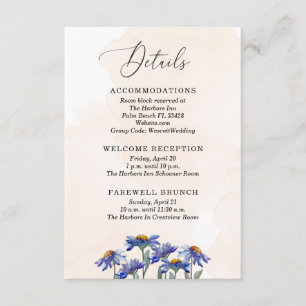Cartão De Informações Detalhes do Casamento de Pastel Coral & Daisies Ro