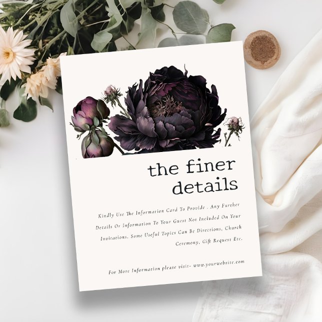 Cartão De Informações Detalhes do Casamento de Pele Negra Púrpura Gótica (Criador carregado)