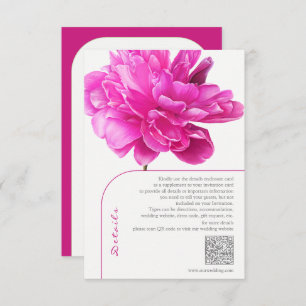 Cartão De Informações Detalhes do Casamento de Peony Rosa Brilhante