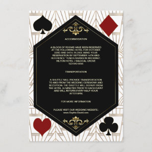 Cartão De Informações Detalhes do Casamento de Poker do Cassino Gold Art