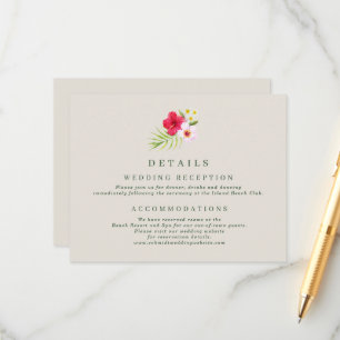 Cartão De Informações Detalhes do Casamento de Praia Tropical