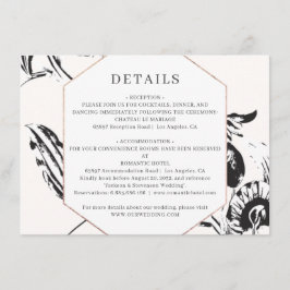 Cartão De Informações Detalhes do casamento de quadro geométrico floral 