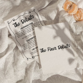 Cartão De Informações Detalhes do Casamento de Quadro Retroativo Escrito