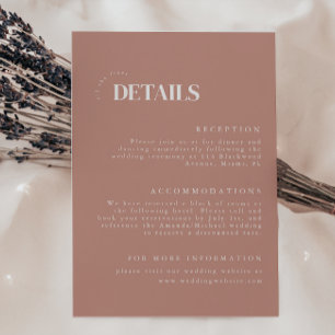 Cartão De Informações Detalhes do Casamento de Rosa Modern Dusty