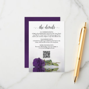 Cartão De Informações Detalhes do Casamento de Rosa Roxo Real Elegante C