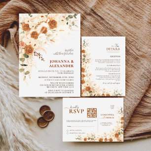Cartão De Informações Detalhes do Casamento de Rosa Rustic, Pampas e Cal