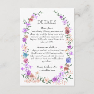 Cartão De Informações Detalhes do Casamento de Rosas do Jardim Springtim