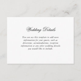 Cartão De Informações Detalhes do Casamento de Script Branco Preto Elega