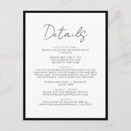 Cartão De Informações Detalhes do Casamento de Script Branco Simples de