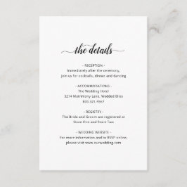 Cartão De Informações Detalhes do Casamento de Script Elegante Branco Pr
