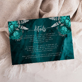 Cartão De Informações Detalhes do Casamento de Script Floral Floral de P