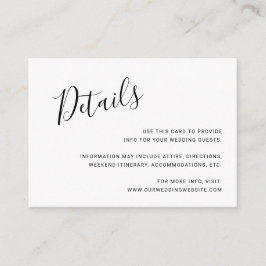 Cartão De Informações Detalhes do Casamento de Script Manuscrito em Pret