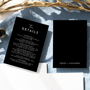Cartão De Informações Detalhes do Casamento de Script Moderno Simples Pr