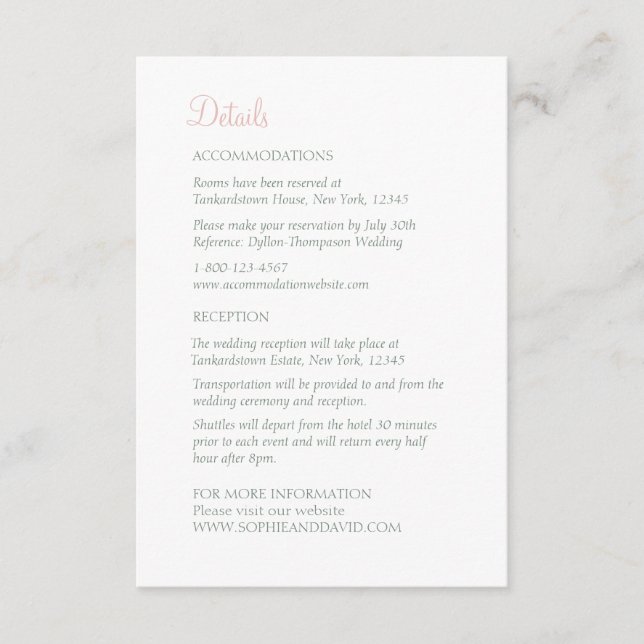 Cartão De Informações Detalhes do Casamento de Solavancos do Jardim Secr (Frente)