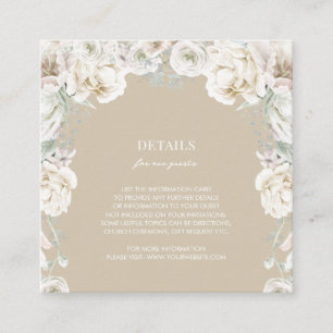 Cartão De Informações Detalhes do Casamento de Sonhos Florais Dourados