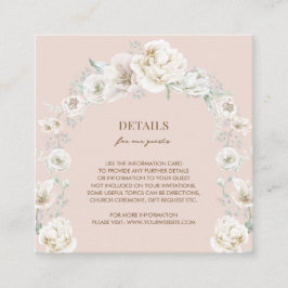 Cartão De Informações Detalhes do Casamento de Sonhos Florais Rosa-Blush