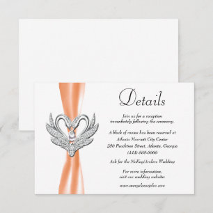 Cartão De Informações Detalhes do Casamento de Swans de Prata de Faixa L
