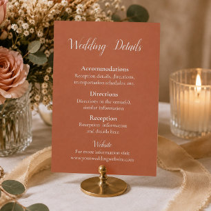 Cartão De Informações Detalhes do Casamento de Terracota de Outono
