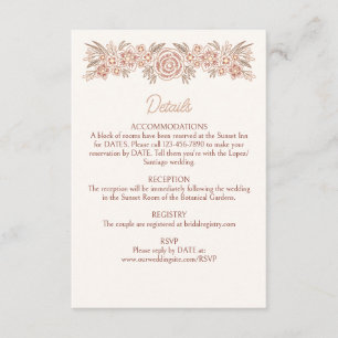 Cartão De Informações Detalhes do Casamento de Terracotta Botânica Flora