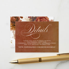 Cartão De Informações Detalhes do Casamento de Terracotta Floral Boho