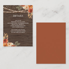 Cartão De Informações Detalhes do Casamento de Terracotta Floral Terravi
