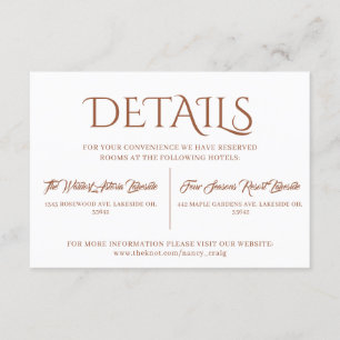 Cartão De Informações Detalhes do Casamento de Terracotta Minimalista Qu