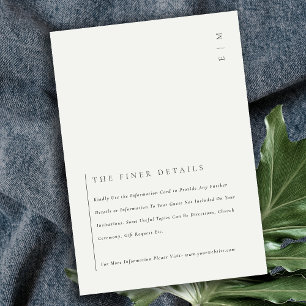 Cartão De Informações Detalhes do Casamento de Tipografia Preta e Branca