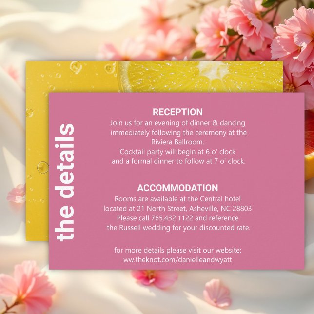 Cartão De Informações Detalhes do Casamento de Verão Italiano Moderno (Criador carregado)