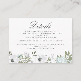 Cartão De Informações Detalhes do Casamento de Vintage Anemone