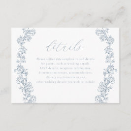 Cartão De Informações Detalhes do Casamento de Vintage Chinoiserie Flora