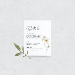 Cartão De Informações Detalhes do Casamento de Watercolor Wildflower