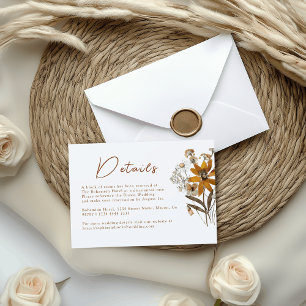 Cartão De Informações Detalhes do Casamento de Wildflower Boho