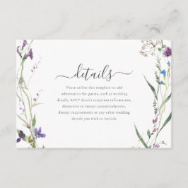 Cartão De Informações Detalhes do Casamento de Wreath de Flores Selvagen